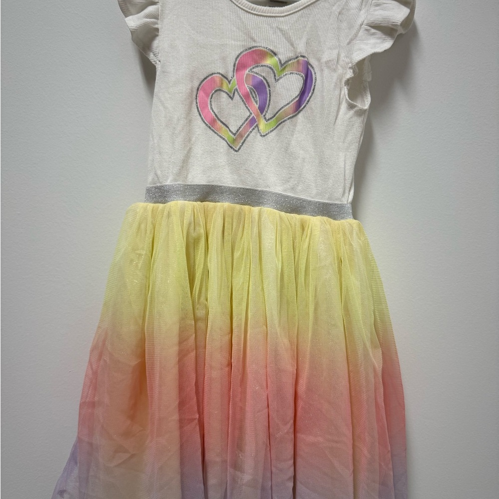 Little Lass White and Multicolor Heart Dress